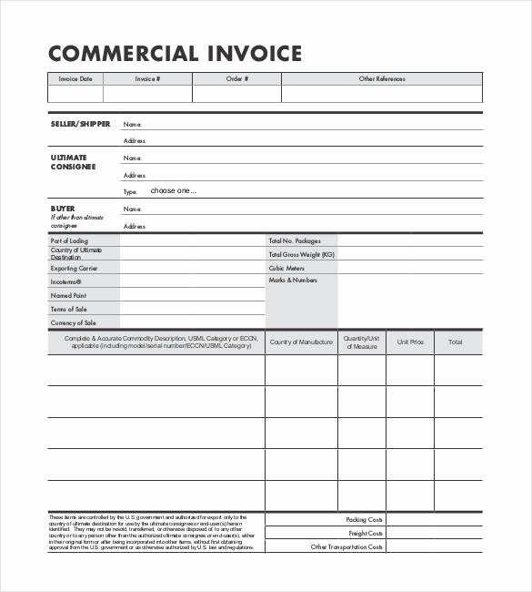 Export Commercial Invoice Template Unique 30 Mercial Invoice Templates Word Excel Pdf Ai