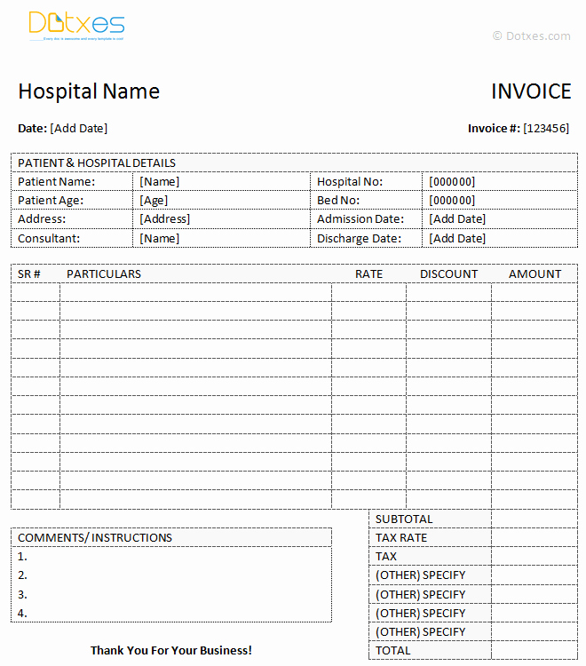 Fake Hospital Bill Template Awesome Medical Invoice Template Word Dotxes