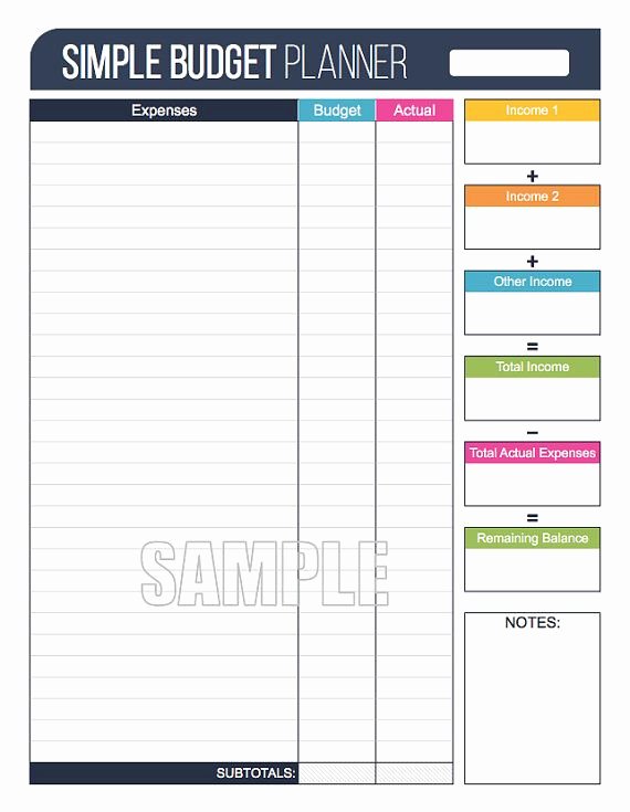 Family Budget Planner Template Fresh Simple Bud Planner Worksheet Editable Personal
