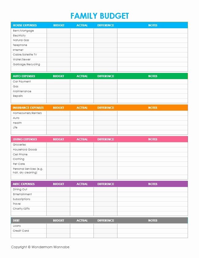 Family Budget Planner Template Unique Free Printable Family Bud Worksheets