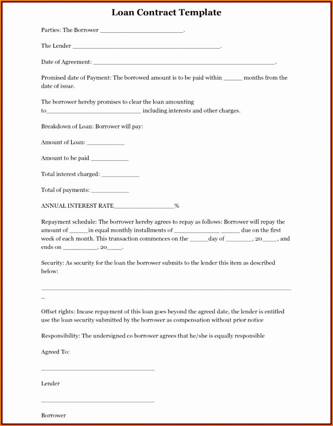 Family Loan Agreement Template Free Awesome Free Family Loan Agreement Template Uk