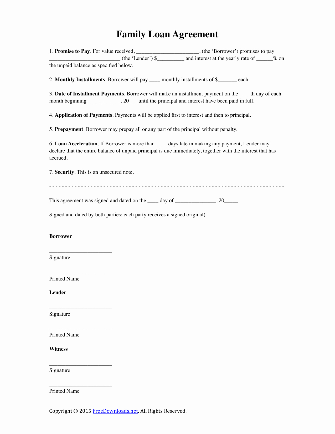 Family Loan Agreement Template Free New Download Family Loan Agreement Template Pdf Rtf