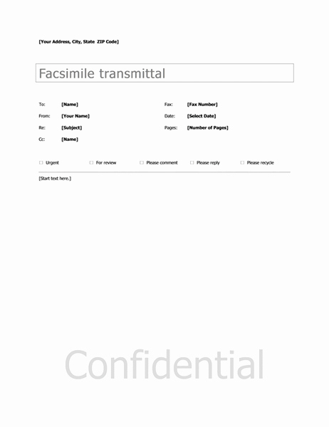 Fax Template Microsoft Word Unique Basic Fax Cover