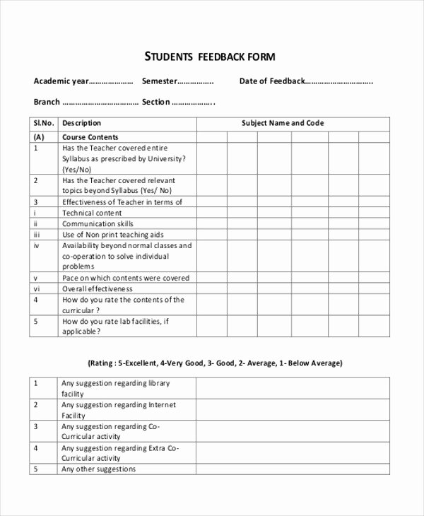 Feedback form Template Word Awesome 11 Sample Feedback forms In Word