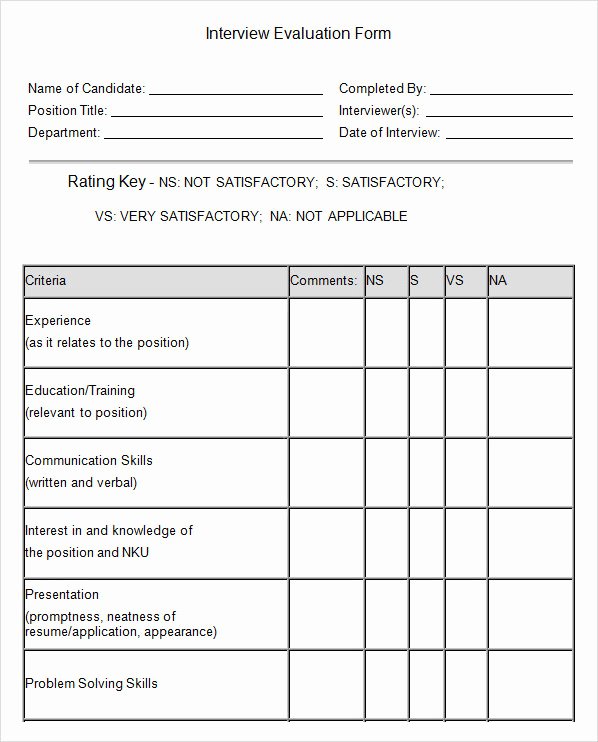 Feedback form Template Word Elegant 13 Sample Interview Evaluation form Templates to Downoad