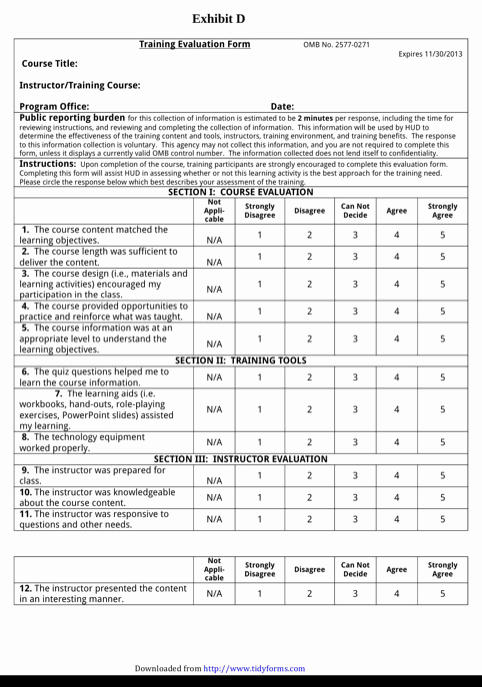Feedback form Template Word Fresh Download Training Evaluation form for Free formtemplate