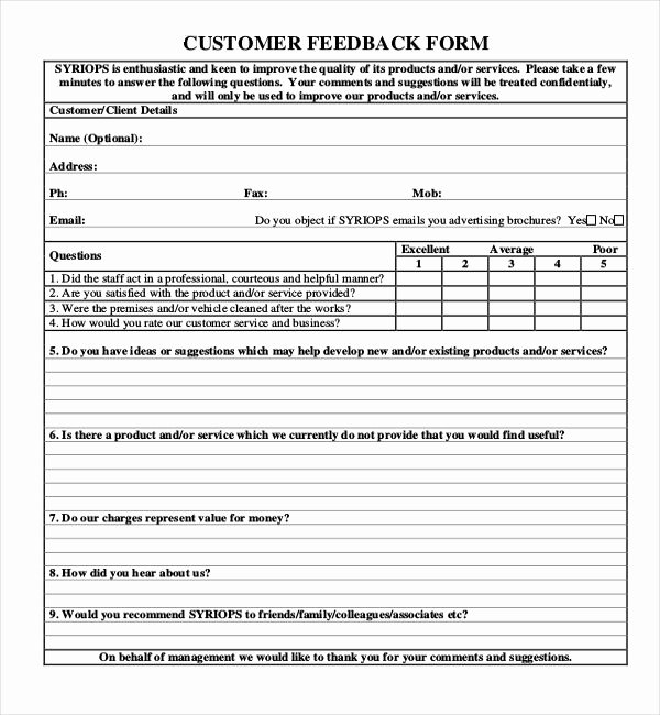 Feedback form Template Word Lovely Image Result for Customer Feedback form Template Word