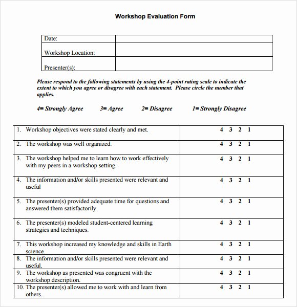 Feedback form Template Word New 11 Sample Workshop Evaluation forms