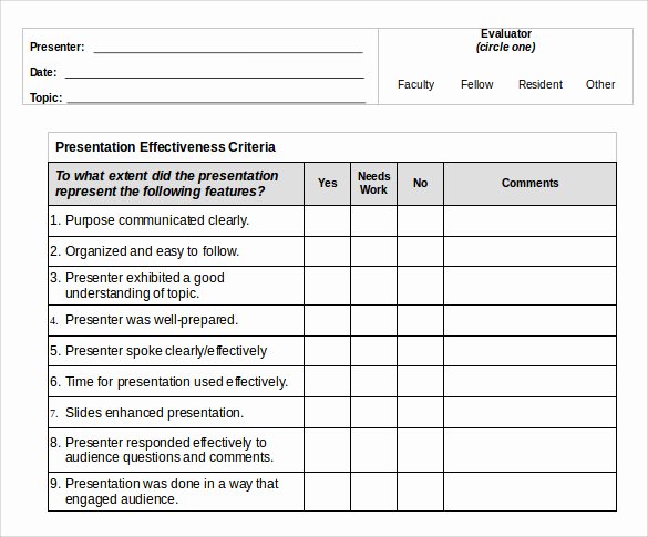 Feedback form Template Word New 9 Presentation Evaluation forms – Samples Examples