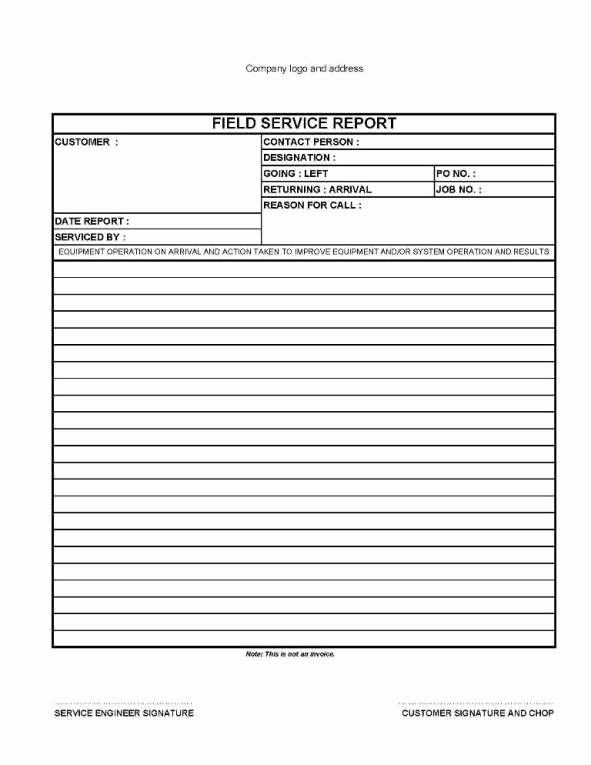 Field Service Report Template Best Of Service Report Template