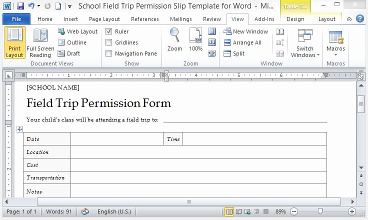 Field Trip form Template Best Of School Field Trip Permission Slip Template for Word