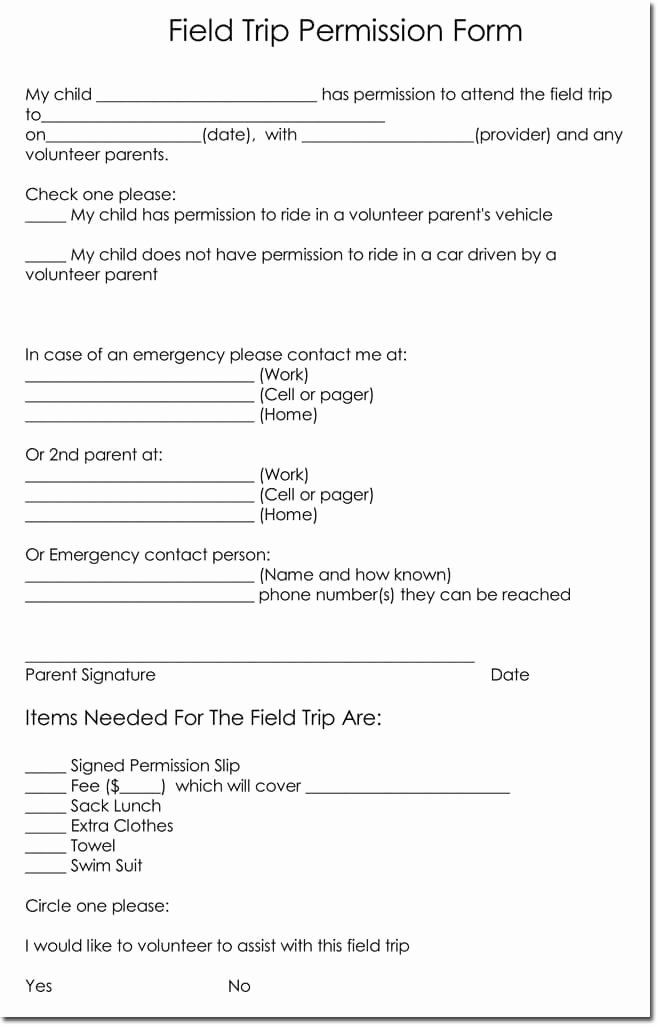Field Trip form Template Fresh 25 Field Trip Permission Slip Templates for Schools and