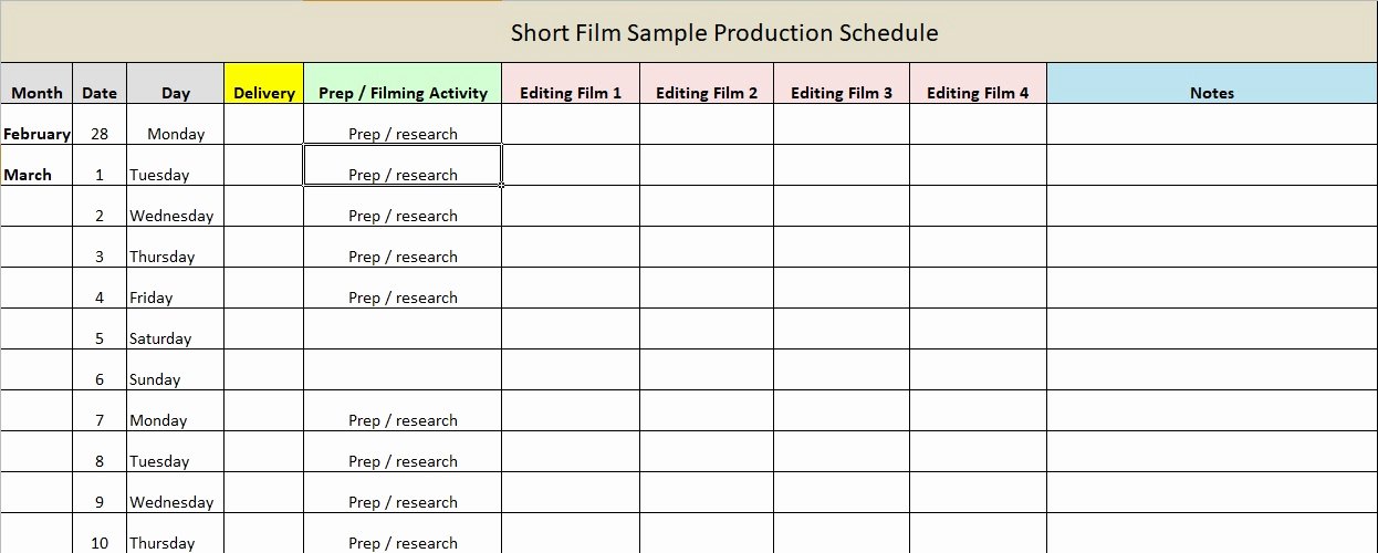 Film Production Schedule Template Luxury Production Schedule Template Excel &amp; Word Excel Tmp