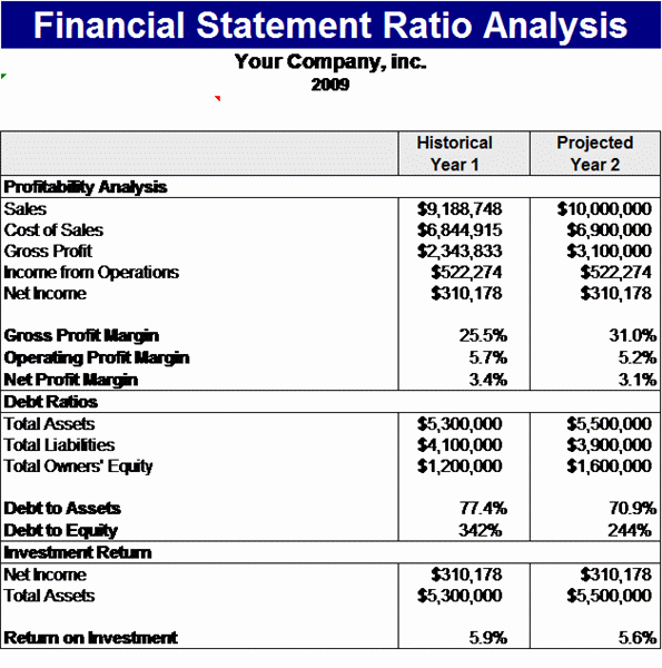 Financial Analysis Excel Template Luxury Financial Statement Ratios Analysis Template