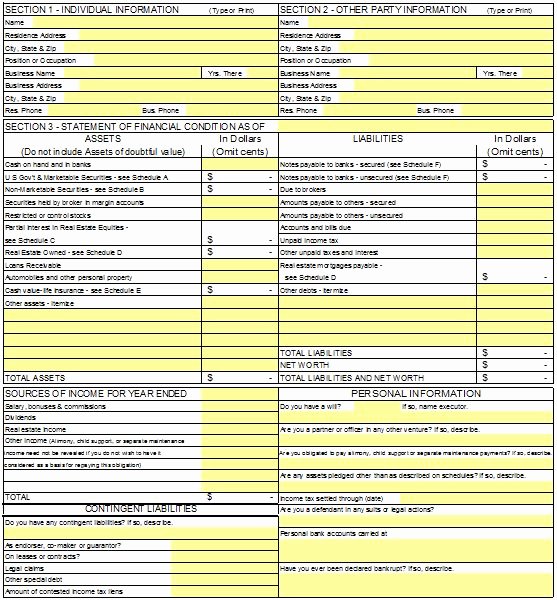 Financial Report Template Excel New 40 Personal Financial Statement Templates &amp; forms