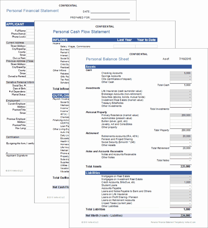 Financial Statements Excel Template Luxury Personal Financial Statement for Excel