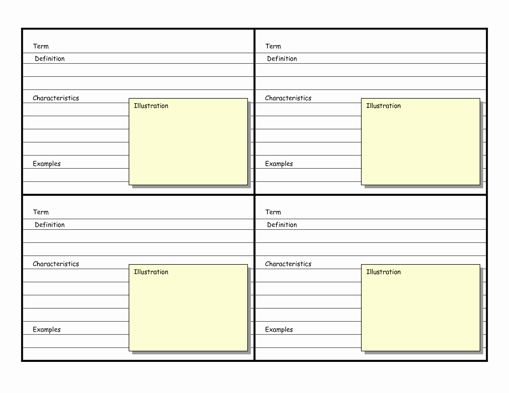 Flash Card Template Pdf Awesome Blank Vocabulary Card Template Frayer Models