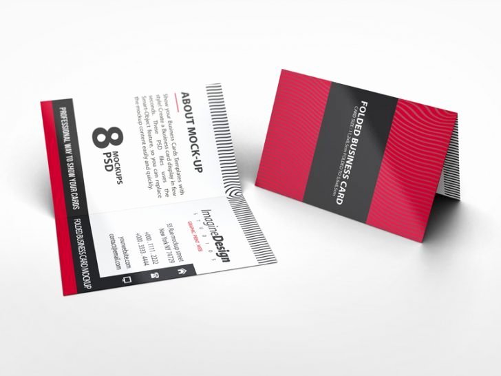 Foldable Business Card Template Fresh Folded Postcard Mockup