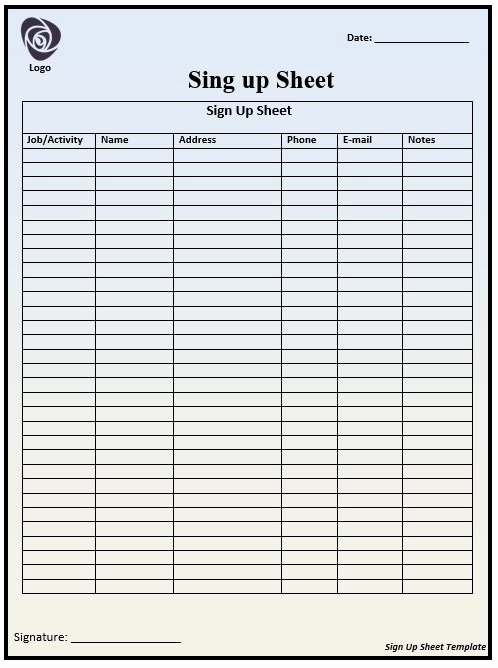 Food Sign Up Sheet Template Unique 9 Free Sample Picnic Party Sign Up Sheet Templates