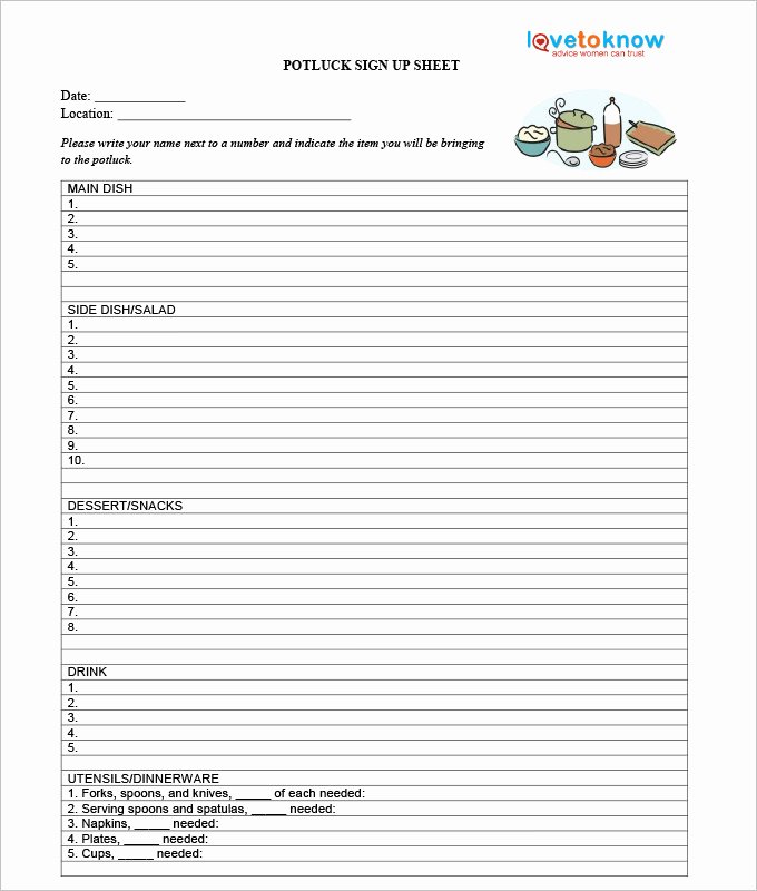 Food Sign Up Sheet Template Unique Sign Up Sheets 58 Free Word Excel Pdf Documents