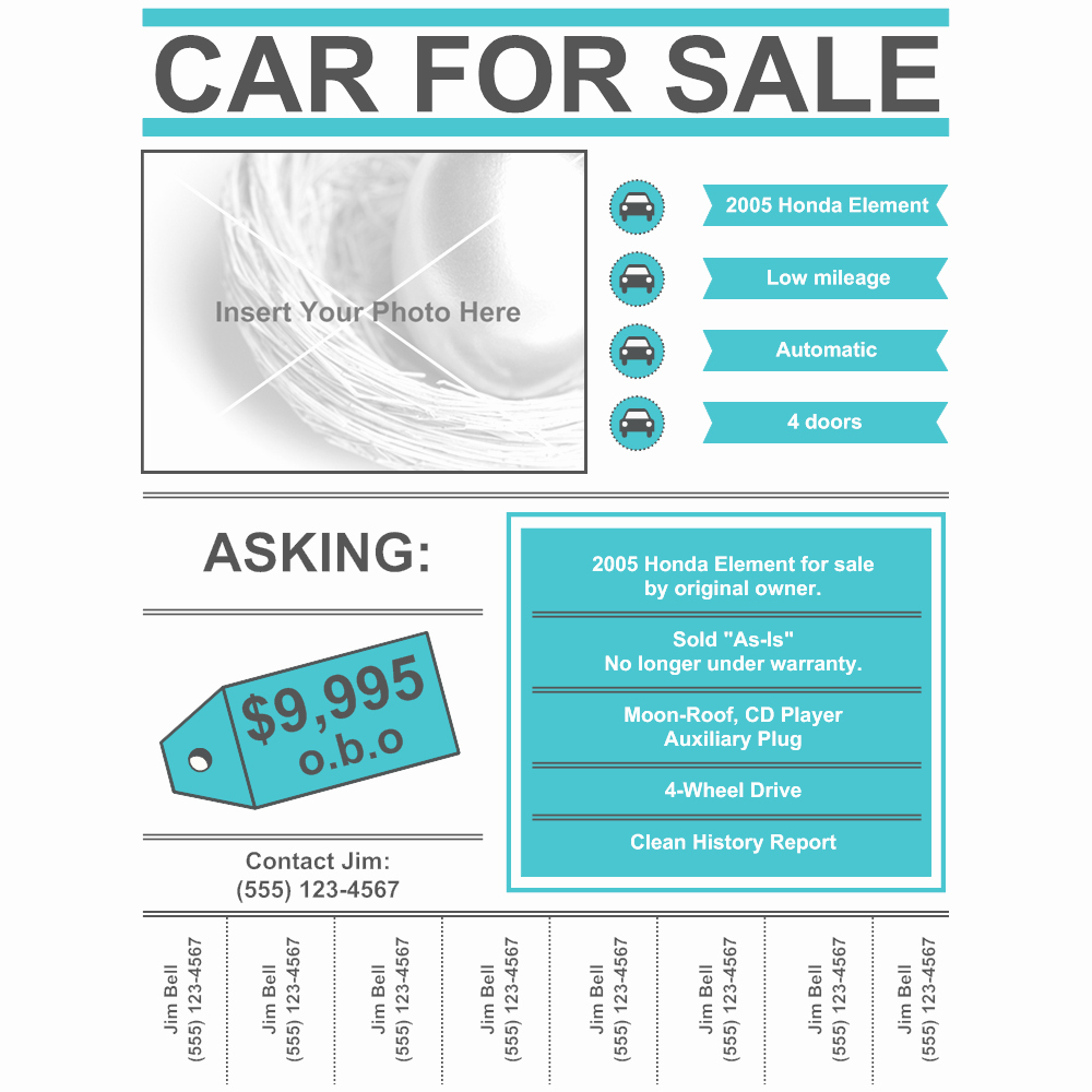 For Sale Flyer Template Best Of Car for Sale Flyer