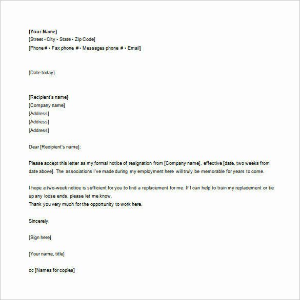 Formal E Mail Template Fresh 23 Email Resignation Letter Templates Pdf Doc