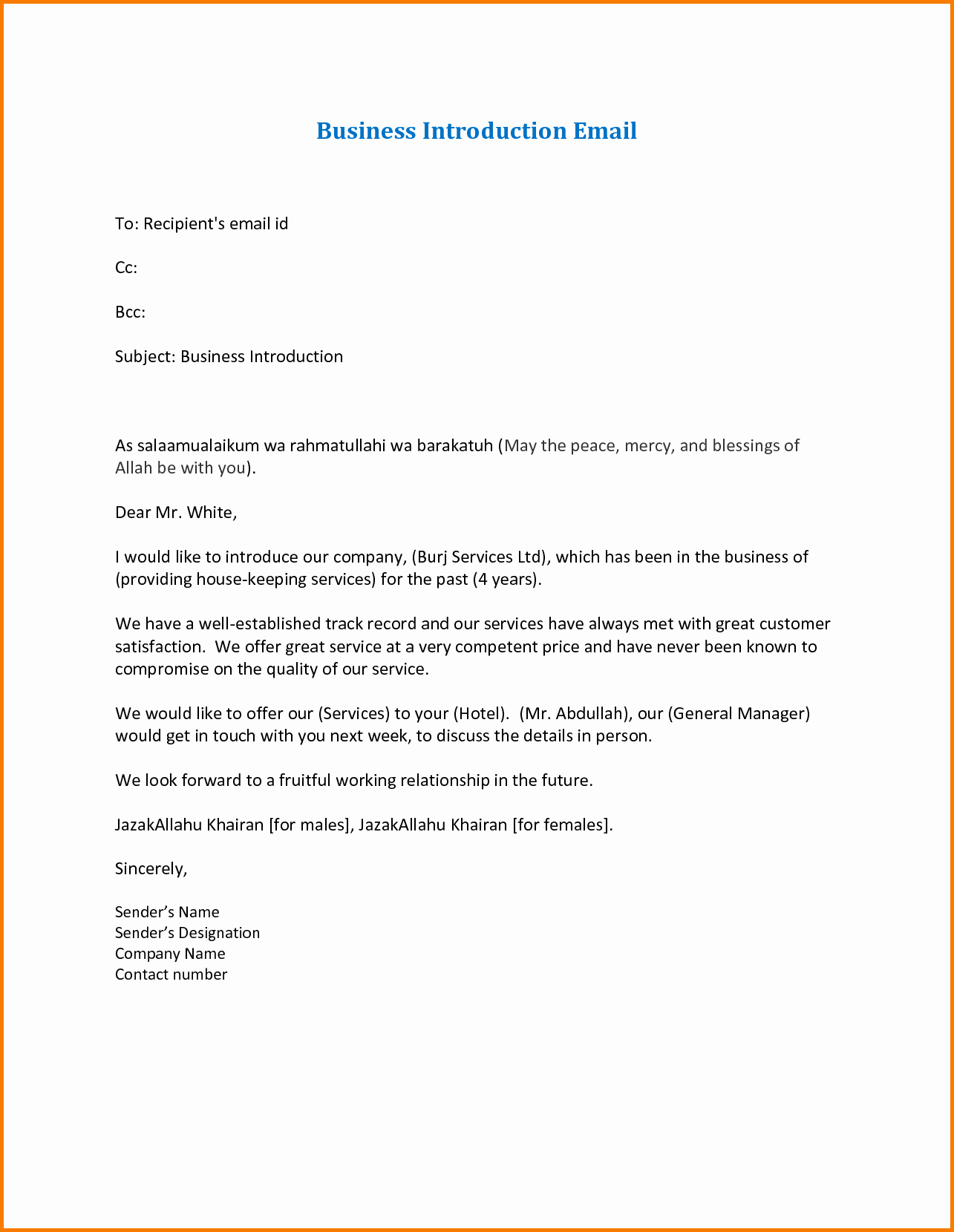 Formal E Mail Template Fresh Pany Introduction Email Template Letter Civil