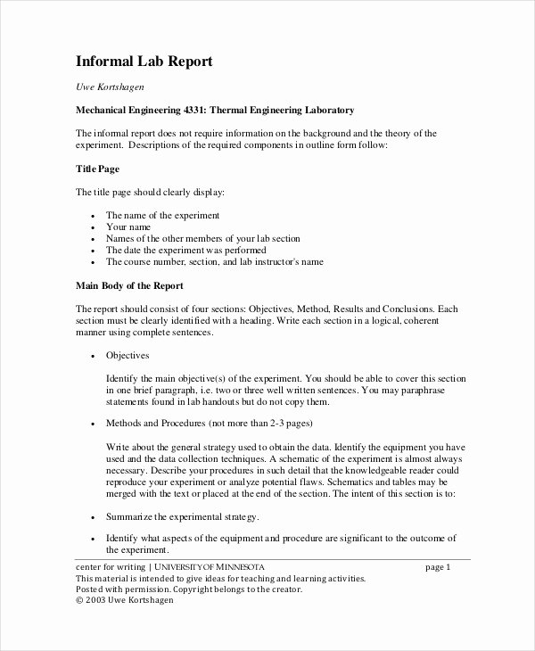 Formal Lab Report Template New 9 Lab Report Templates Free Sample Example format
