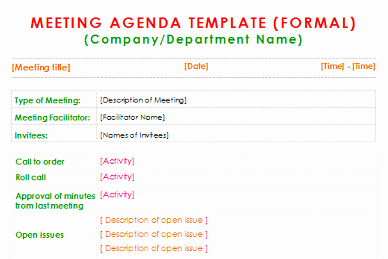 Formal Meeting Agenda Template Beautiful formal Meeting Agenda Template for Word Dotxes