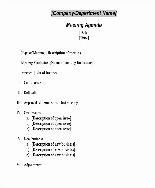 Formal Meeting Agenda Template Best Of 34 Agenda Templates In Word