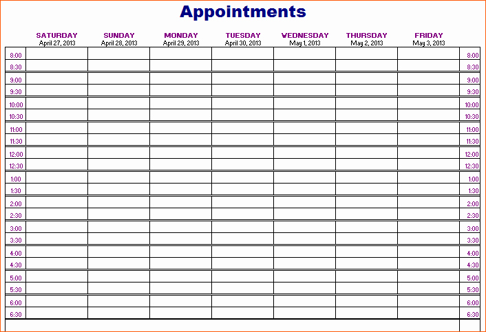 Free Appointment Calendar Template Fresh 7 Free Schedule Template