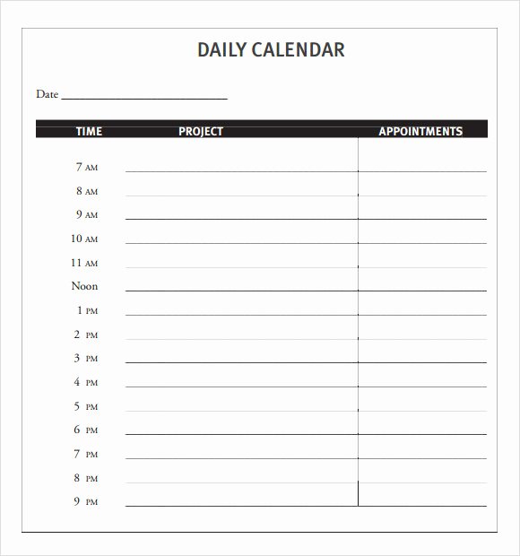Free Appointment Calendar Template Lovely Daily Calendar Template