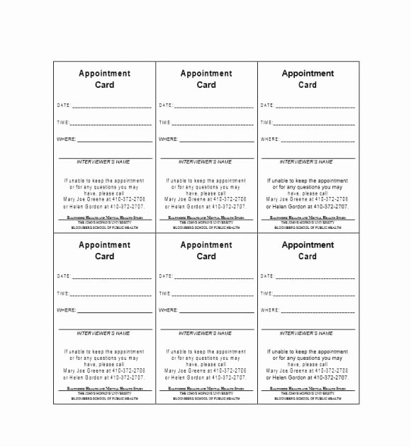 Free Appointment Card Template Fresh 40 Appointment Cards Templates &amp; Appointment Reminders