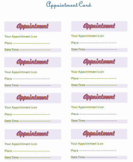 Free Appointment Card Template Fresh Appointment Card Sample