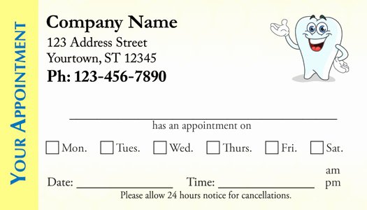 Free Appointment Card Template New Dental Appointment Business Cards