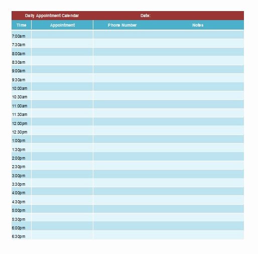Free Appointment Schedule Template Unique Appointment Schedule Template 5 Free Templates