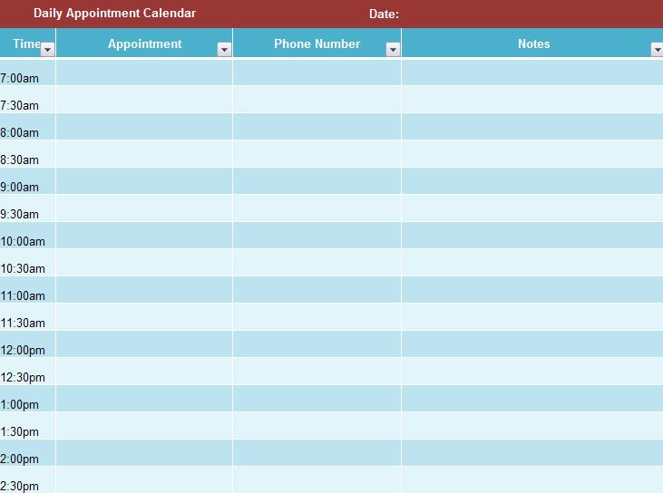 Free Appointment Schedule Template Unique Daily Appointment Calendar Template