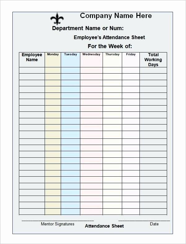 Free attendance Tracker Template Elegant attendance Sheet Word Printable Student Template by