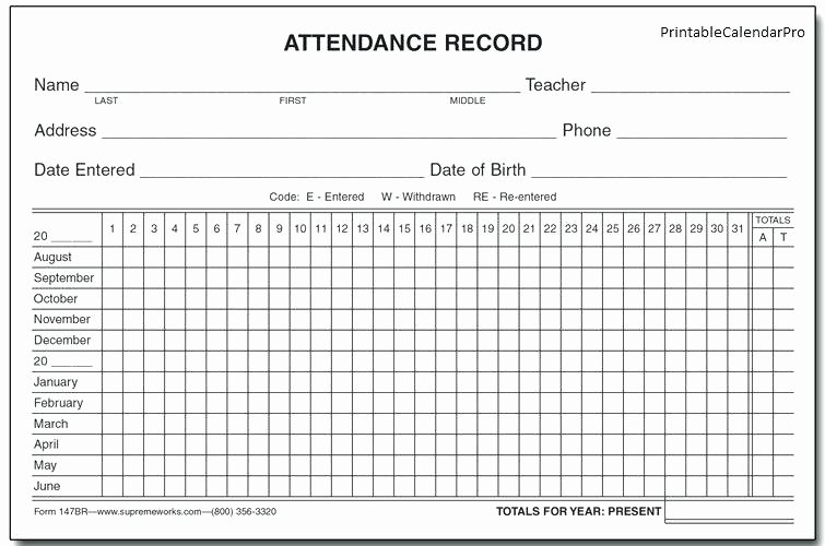 Free attendance Tracker Template Inspirational Free Employee attendance Calendar