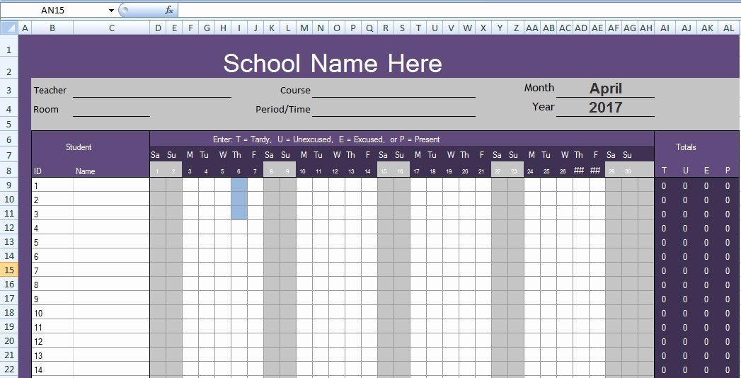 Free attendance Tracker Template Luxury Monthly attendance Spreadsheet Template Excel format