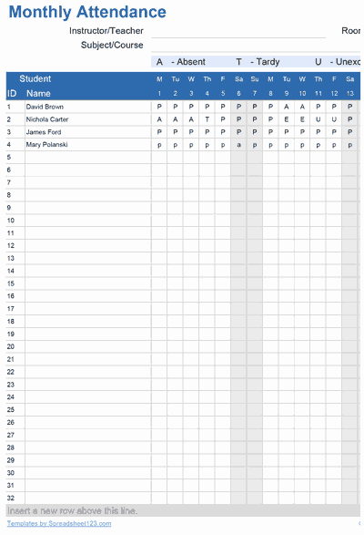 Free attendance Tracker Template New Printable attendance Trackers for Excel