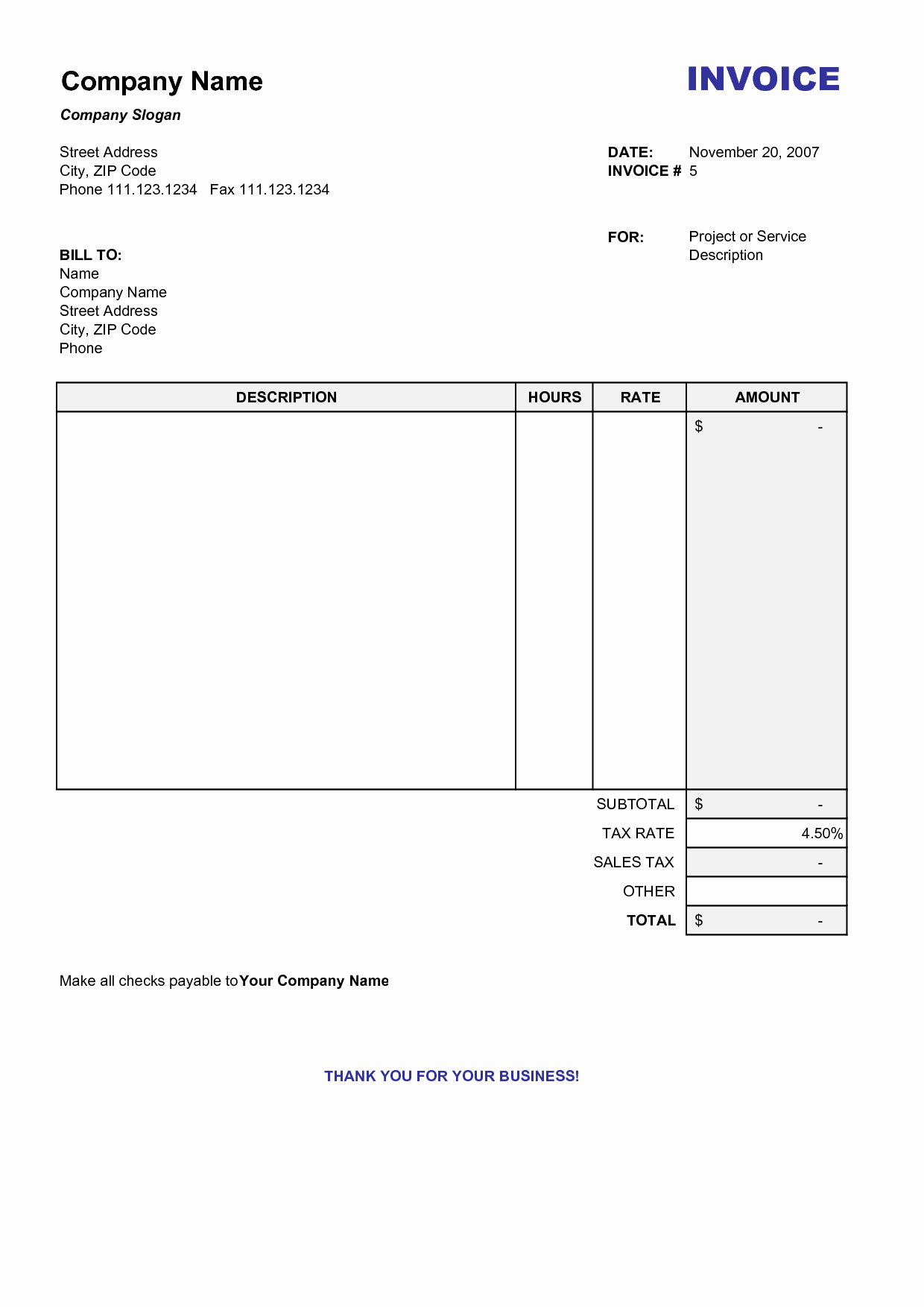 Free Billing Invoice Template Best Of Blank Billing Invoice
