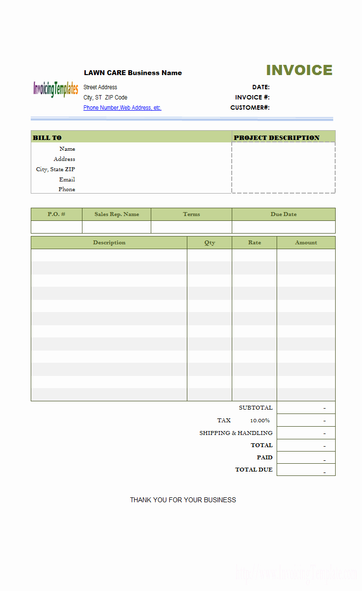 Free Billing Invoice Template Inspirational Lawn Care Invoice Template