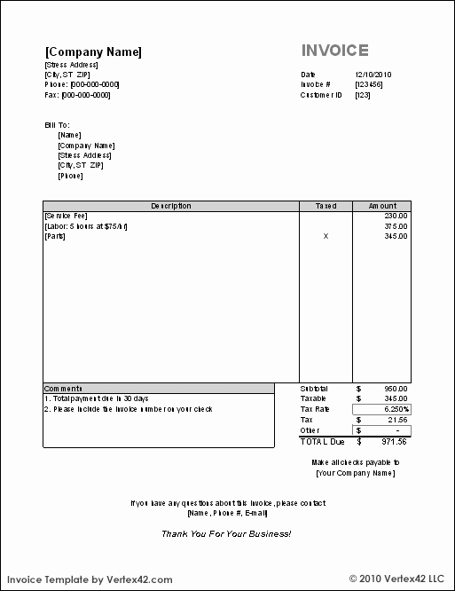 Free Business Invoice Template Awesome Free Invoice Template for Excel