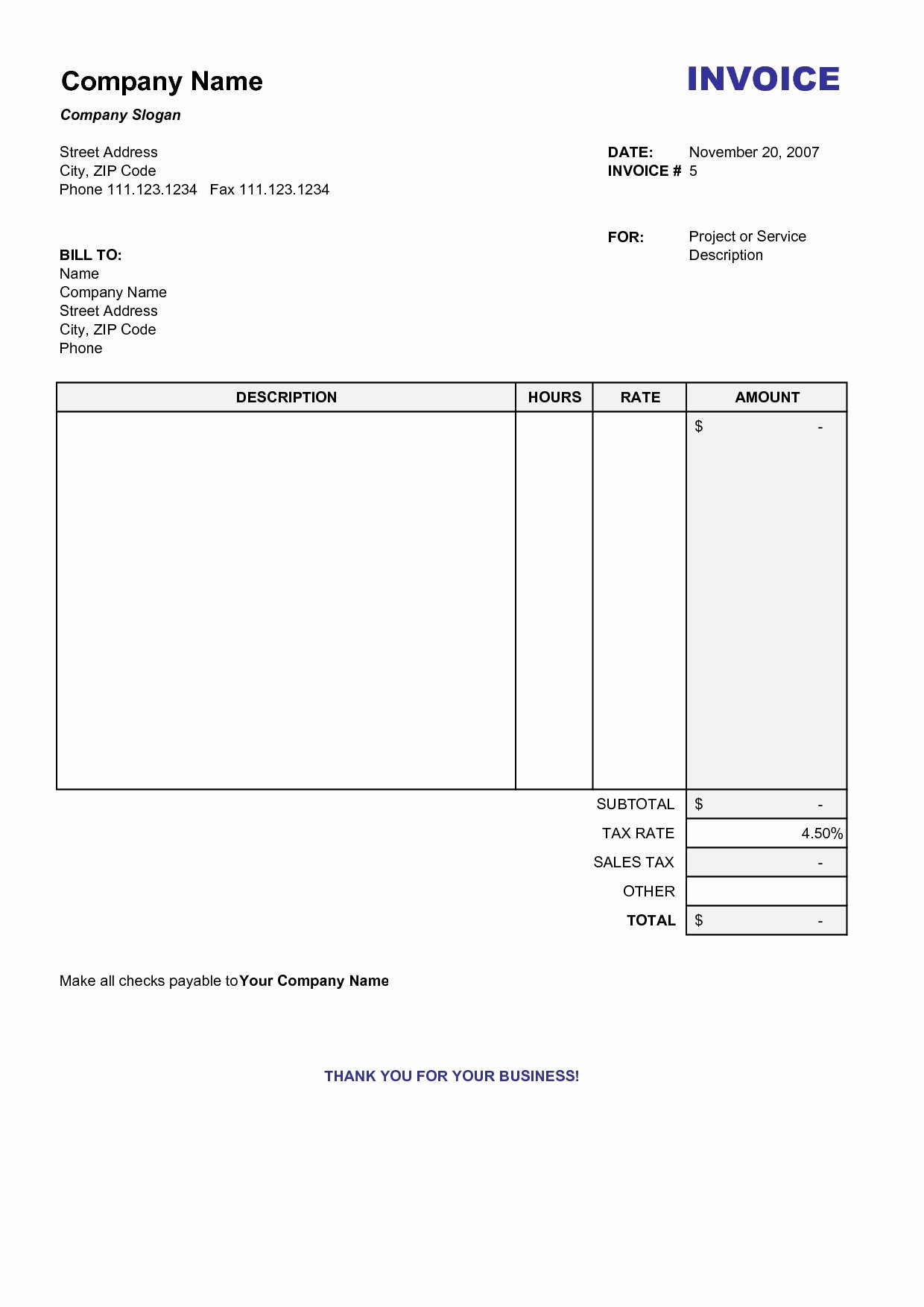 Free Business Invoice Template Beautiful Blank Printable Invoice Invoice Template Ideas