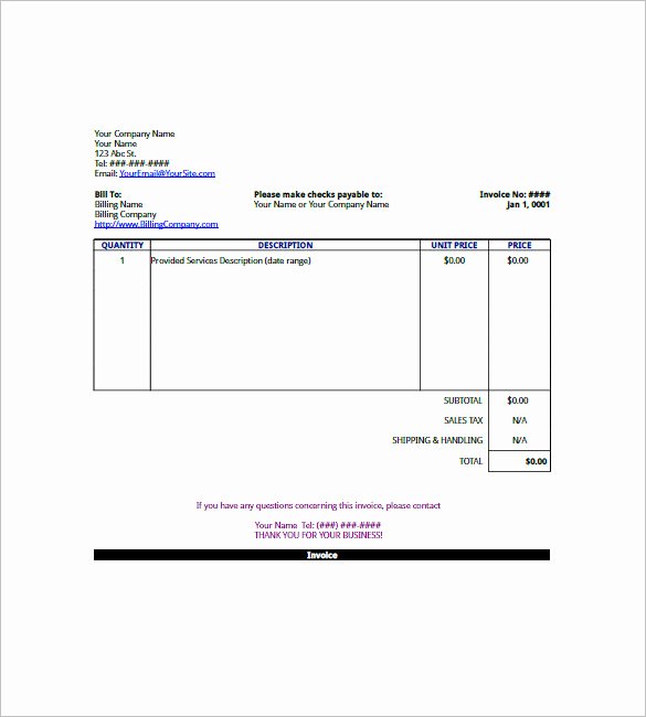 Free Business Invoice Template Fresh Business Invoice Template – 6 Free Sample Example