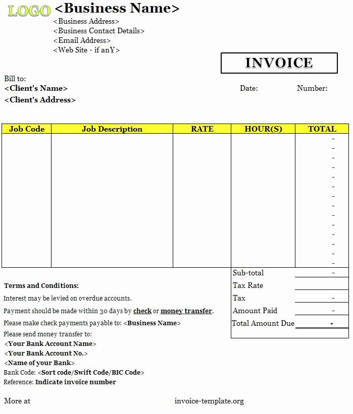 Free Business Invoice Template New Business Plan Invoice Template Invoice Templates