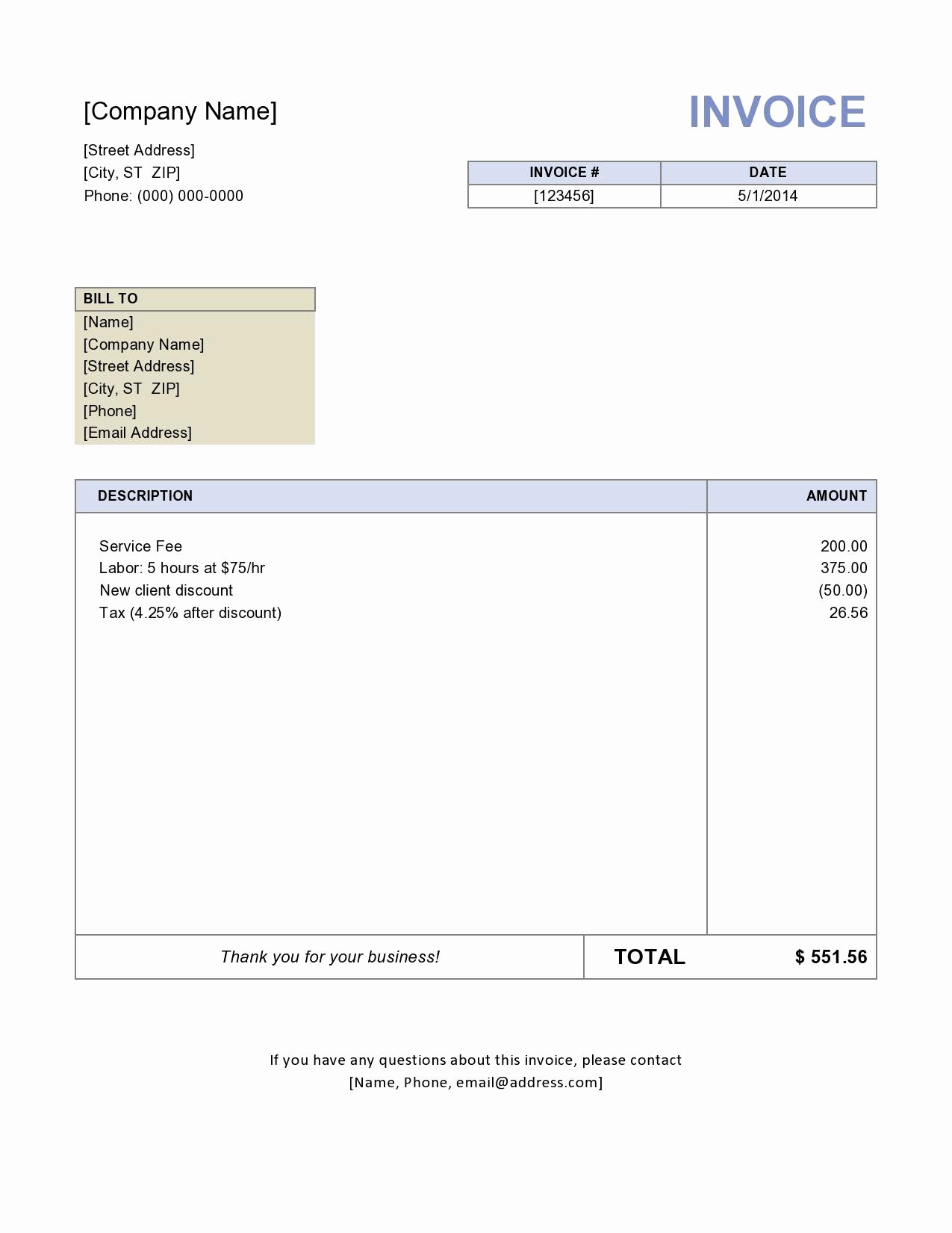 Free Business Invoice Template New Invoice Template Free