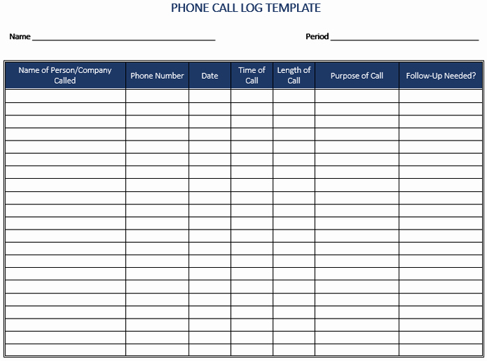 Free Call Log Template Luxury 5 Call Log Templates to Keep Track Your Calls
