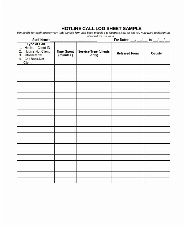 Free Call Log Template Unique Call Log Sheet Template 11 Free Word Pdf Excel